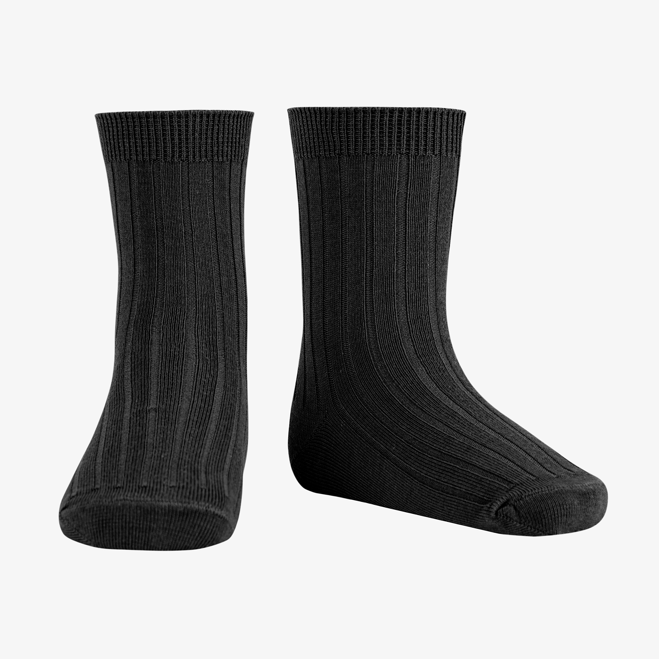 Бамбукові шкарпетки в рубчик короткі black