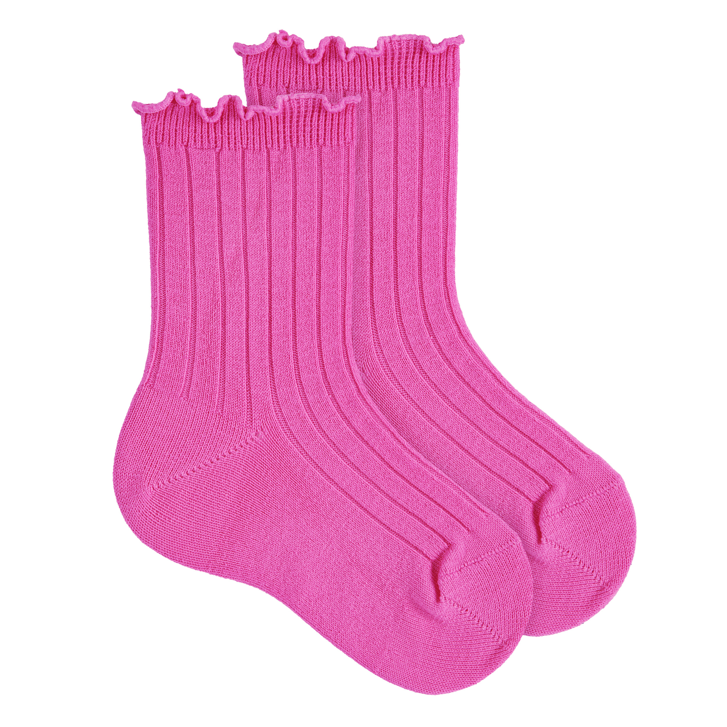 Шкарпетки в рубчик з закрученим манжетом fuchsia