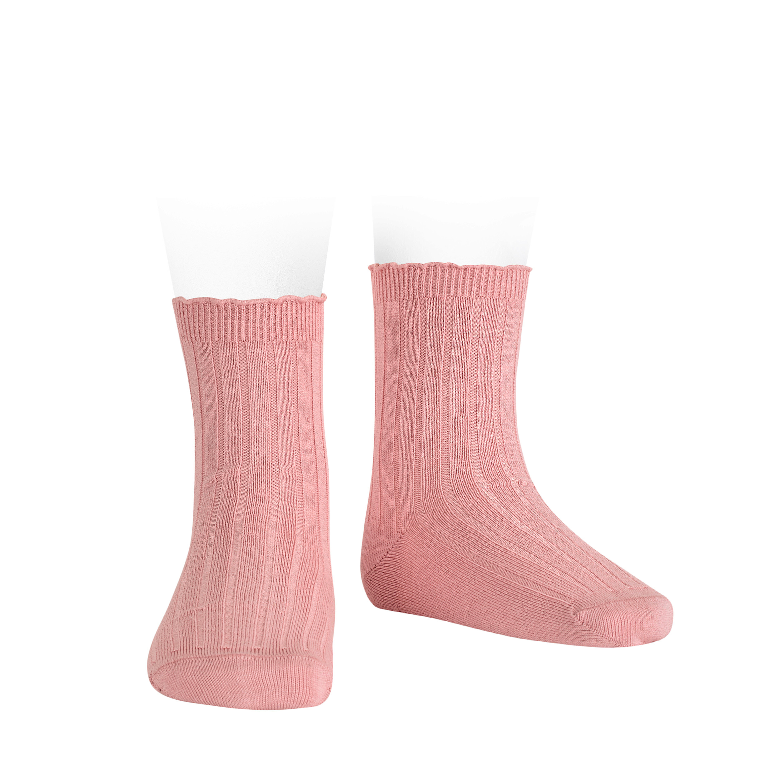 Шкарпетки в рубчик з закрученим манжетом pale pink