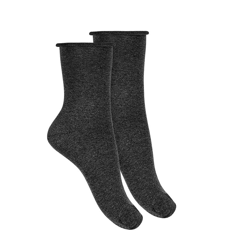 Жіночі короткі шкарпетки із закрученим манжетом Anthracite